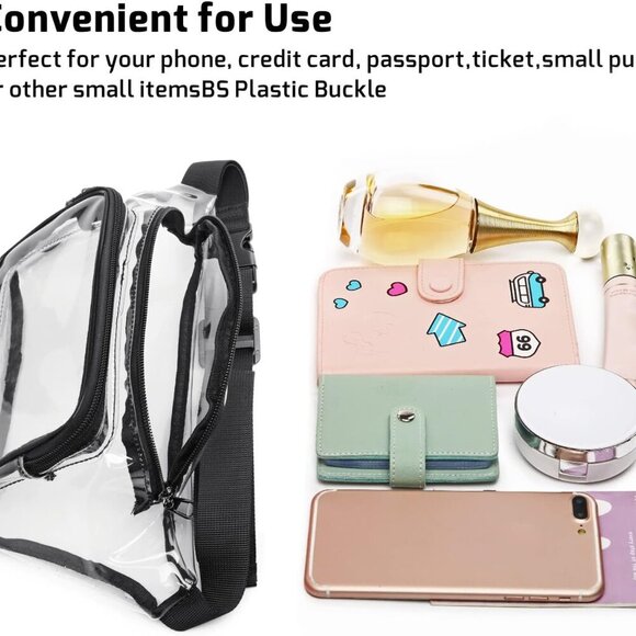 Clear Fanny Pack Stadium Approved - Clear Bag for Stadium Events Transparent Bel - Picture 4 of 9